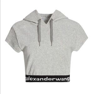 alexander wang cropped stretch t shirt hoodie